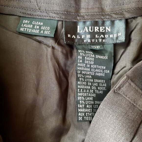 Lauren Ralph Lauren Pants Sz 10P Green Brown Wool Blend Trousers Career Work - Picture 8 of 12